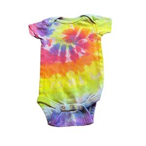 Pastel Rainbow Spiral Tie Dye Baby Bodysuit || 3-6 Months, upcycled ♻️